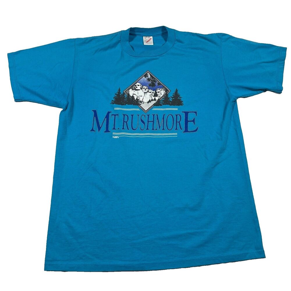 Vintage 1993 Mt Rushmore T Shirt Large Blue Made USA Tourist Graphic